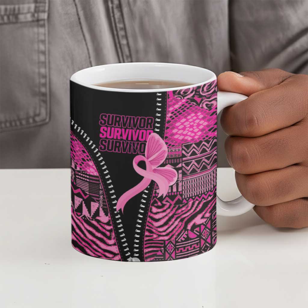 Pink Ribbon Animals Skin African Mixed Ceramic Mug Zipper Stylized