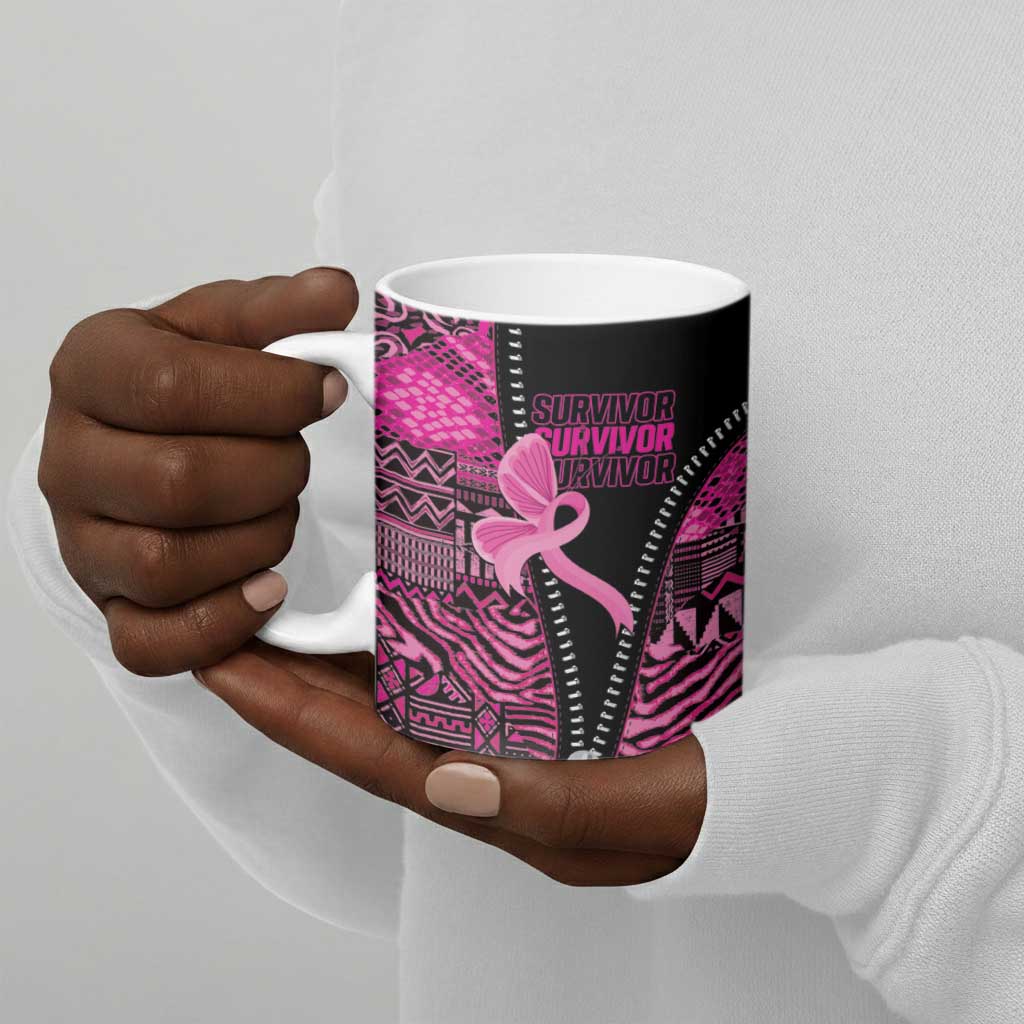 Pink Ribbon Animals Skin African Mixed Ceramic Mug Zipper Stylized