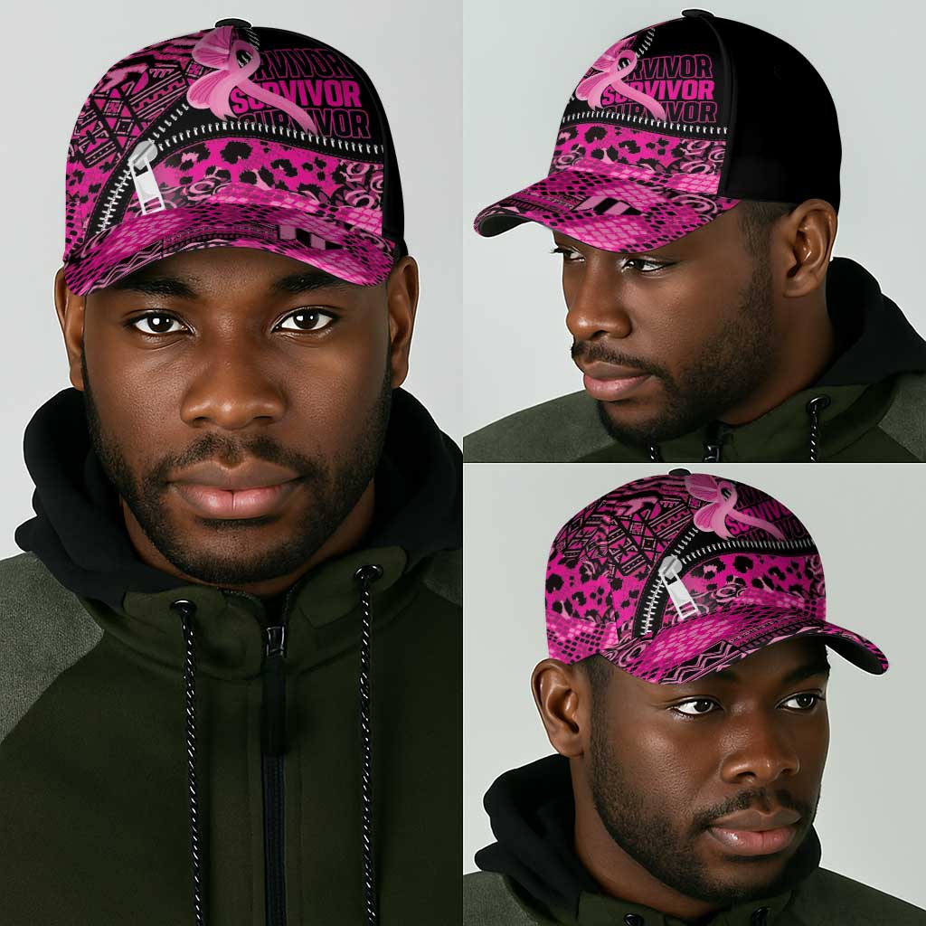 Pink Ribbon Animals Skin African Mixed Classic Cap Zipper Stylized - African Pride