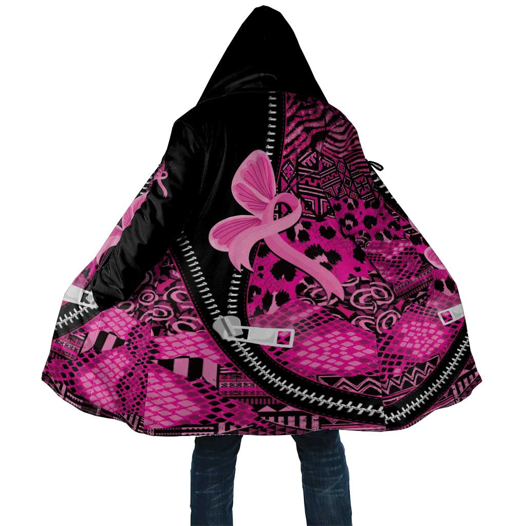 Pink Ribbon Animals Skin African Mixed Cloak Zipper Stylized