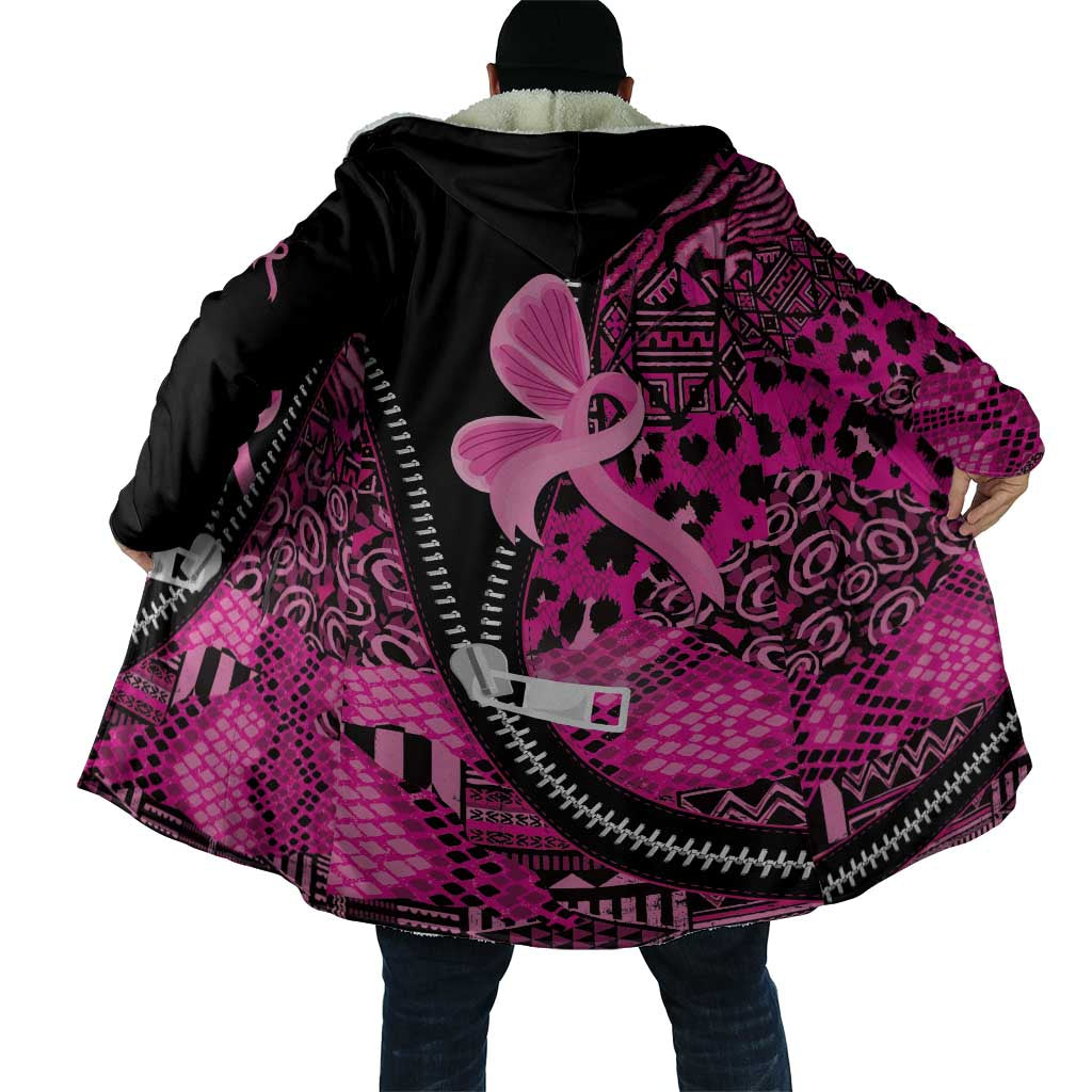 Pink Ribbon Animals Skin African Mixed Cloak Zipper Stylized