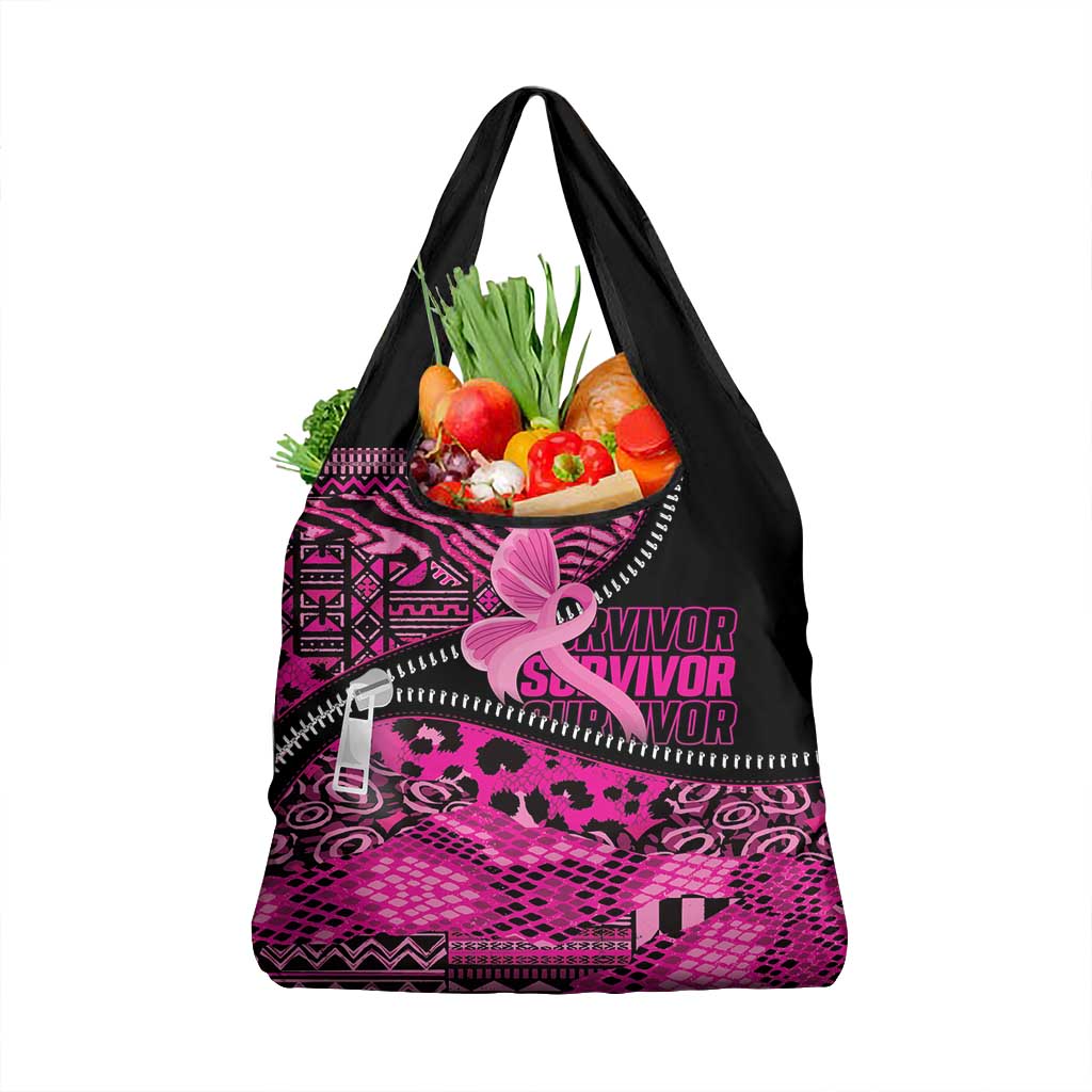 Pink Ribbon Animals Skin African Mixed Grocery Bag Zipper Stylized - African Pride