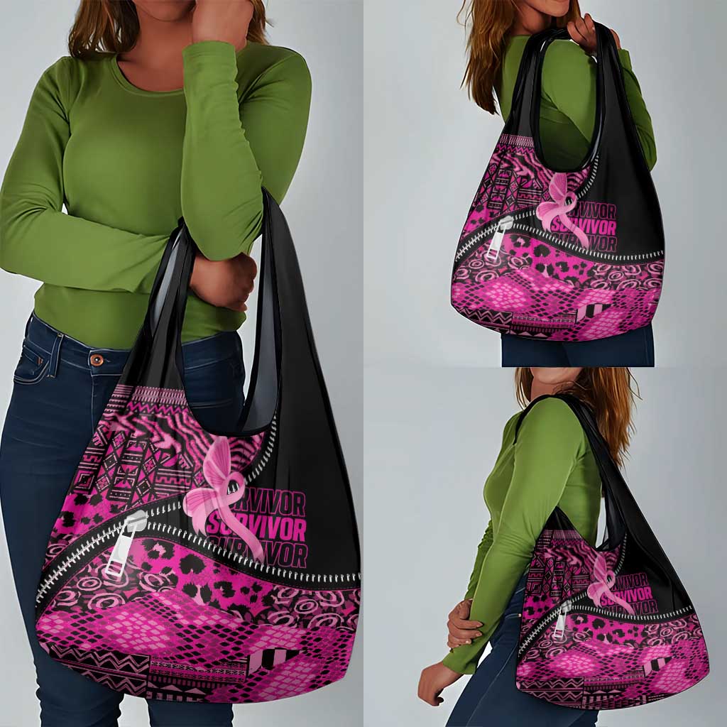 Pink Ribbon Animals Skin African Mixed Grocery Bag Zipper Stylized - African Pride