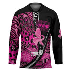 Pink Ribbon Animals Skin African Mixed Hockey Jersey Zipper Stylized