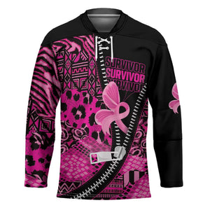 Pink Ribbon Animals Skin African Mixed Hockey Jersey Zipper Stylized