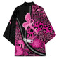 Pink Ribbon Animals Skin African Mixed Kimono Zipper Stylized