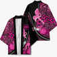 Pink Ribbon Animals Skin African Mixed Kimono Zipper Stylized