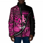 Pink Ribbon Animals Skin African Mixed Padded Jacket Zipper Stylized