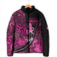 Pink Ribbon Animals Skin African Mixed Padded Jacket Zipper Stylized