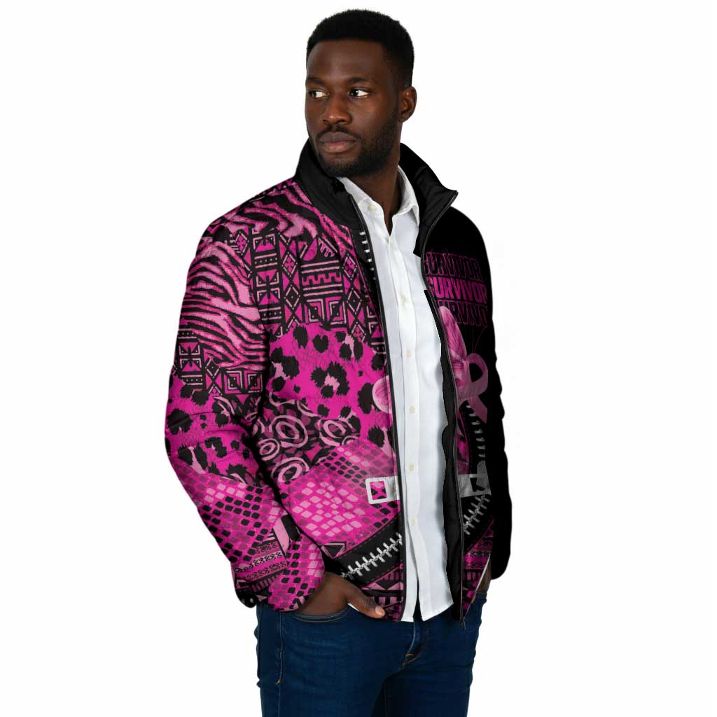 Pink Ribbon Animals Skin African Mixed Padded Jacket Zipper Stylized