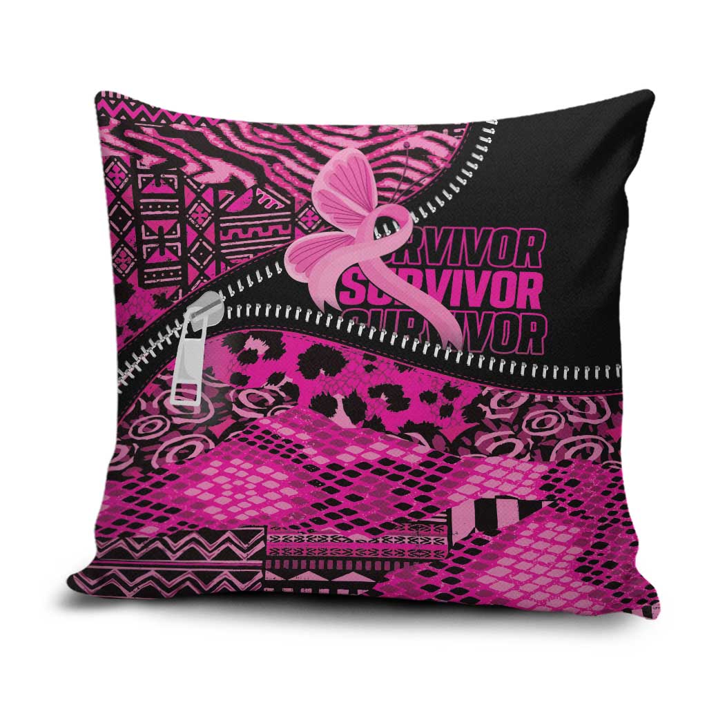 Pink Ribbon Animals Skin African Mixed Pillow Cover Zipper Stylized
