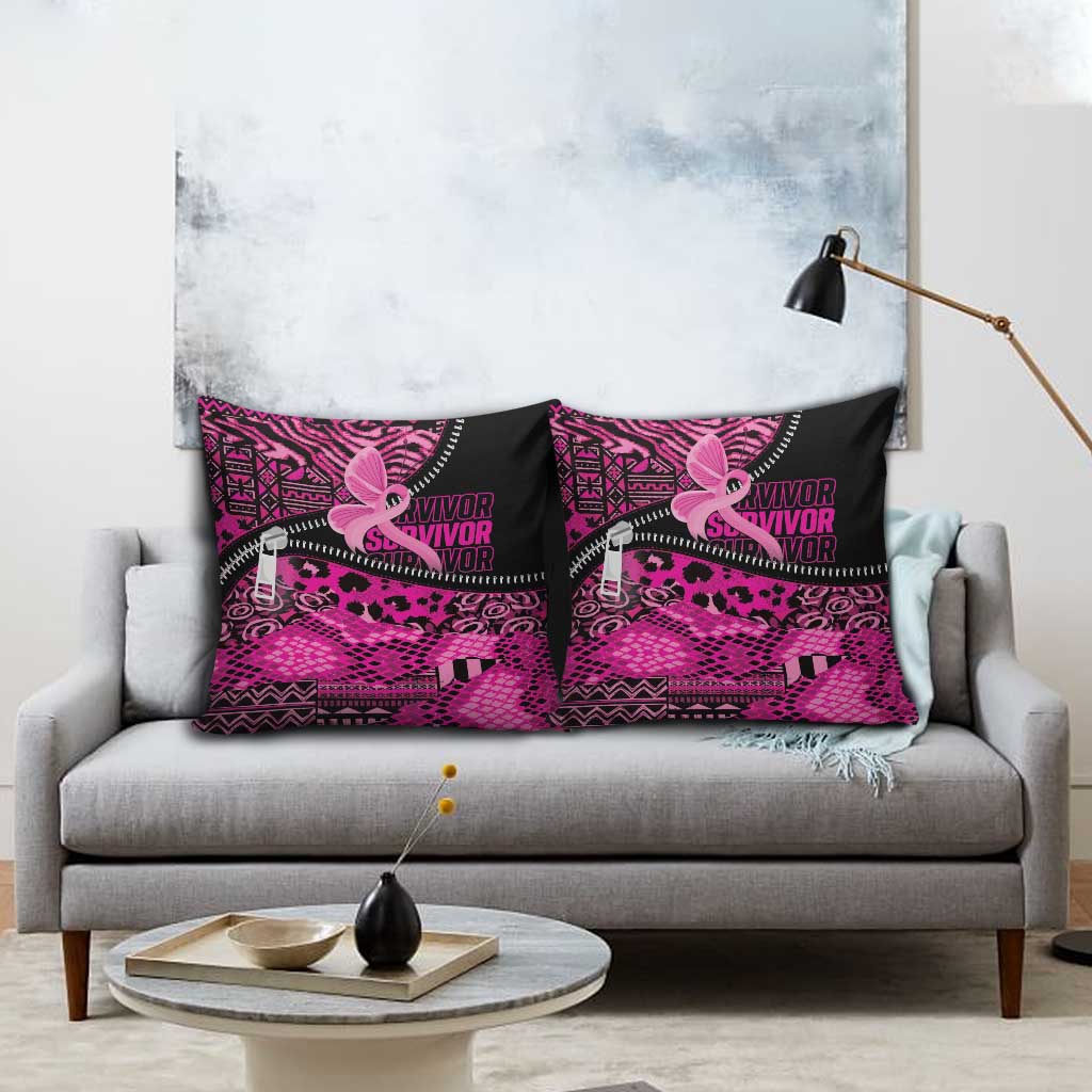 Pink Ribbon Animals Skin African Mixed Pillow Cover Zipper Stylized