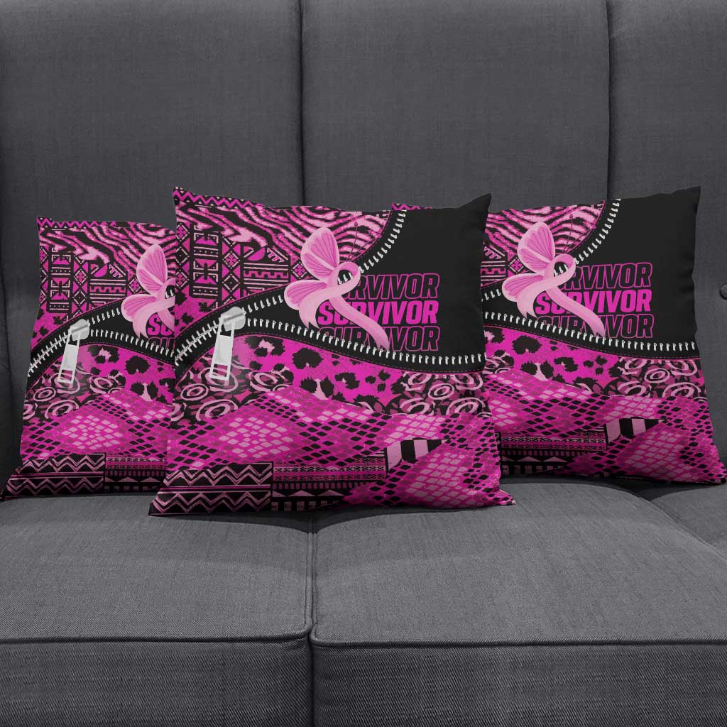 Pink Ribbon Animals Skin African Mixed Pillow Cover Zipper Stylized