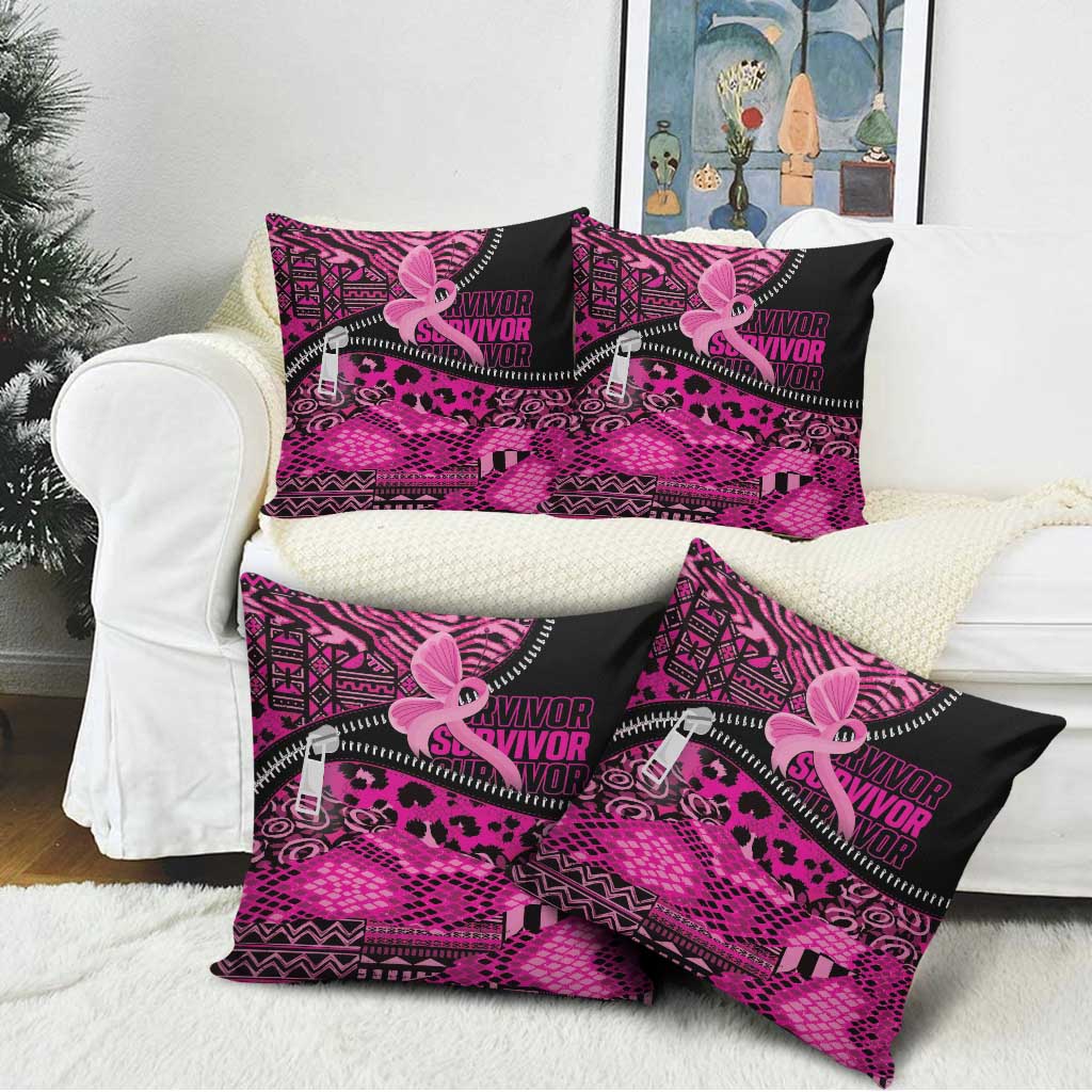 Pink Ribbon Animals Skin African Mixed Pillow Cover Zipper Stylized