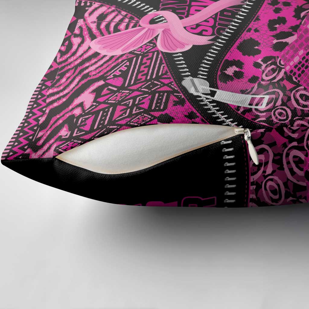 Pink Ribbon Animals Skin African Mixed Pillow Cover Zipper Stylized