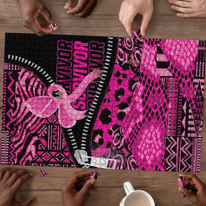 Pink Ribbon Animals Skin African Mixed Puzzle Zipper Stylized