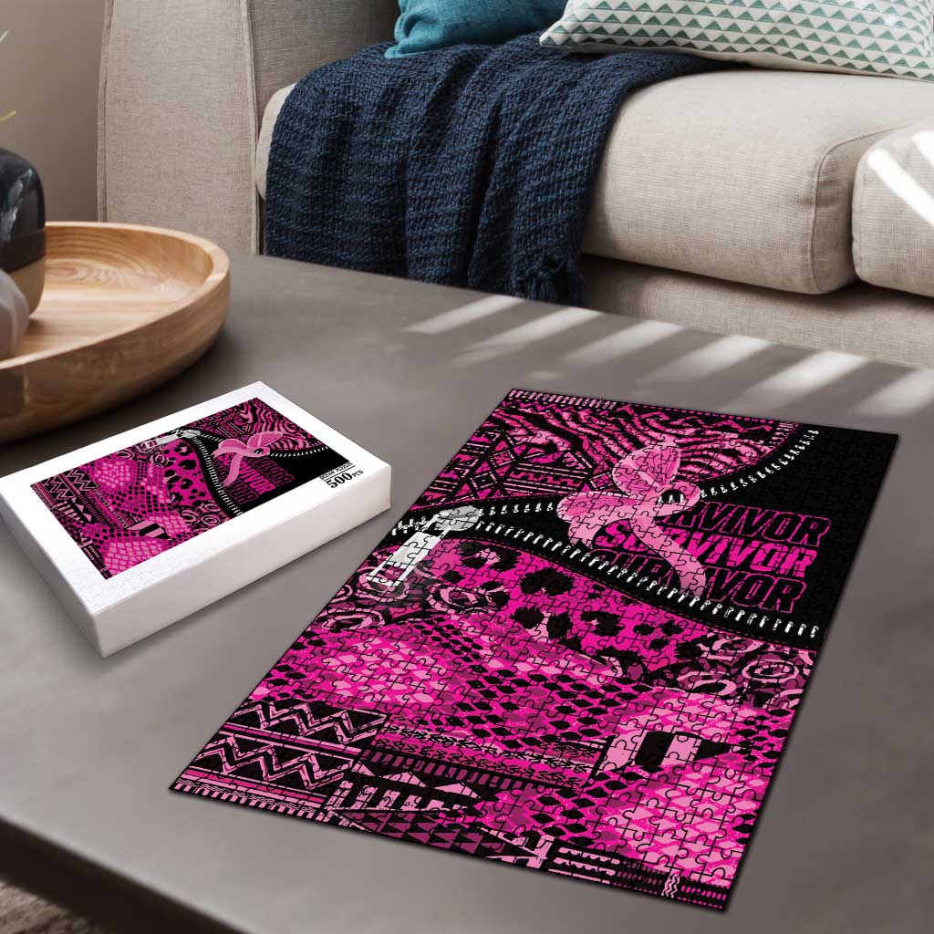 Pink Ribbon Animals Skin African Mixed Puzzle Zipper Stylized