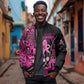 Pink Ribbon Animals Skin African Mixed Sleeve Zip Bomber Jacket Zipper Stylized - African Pride