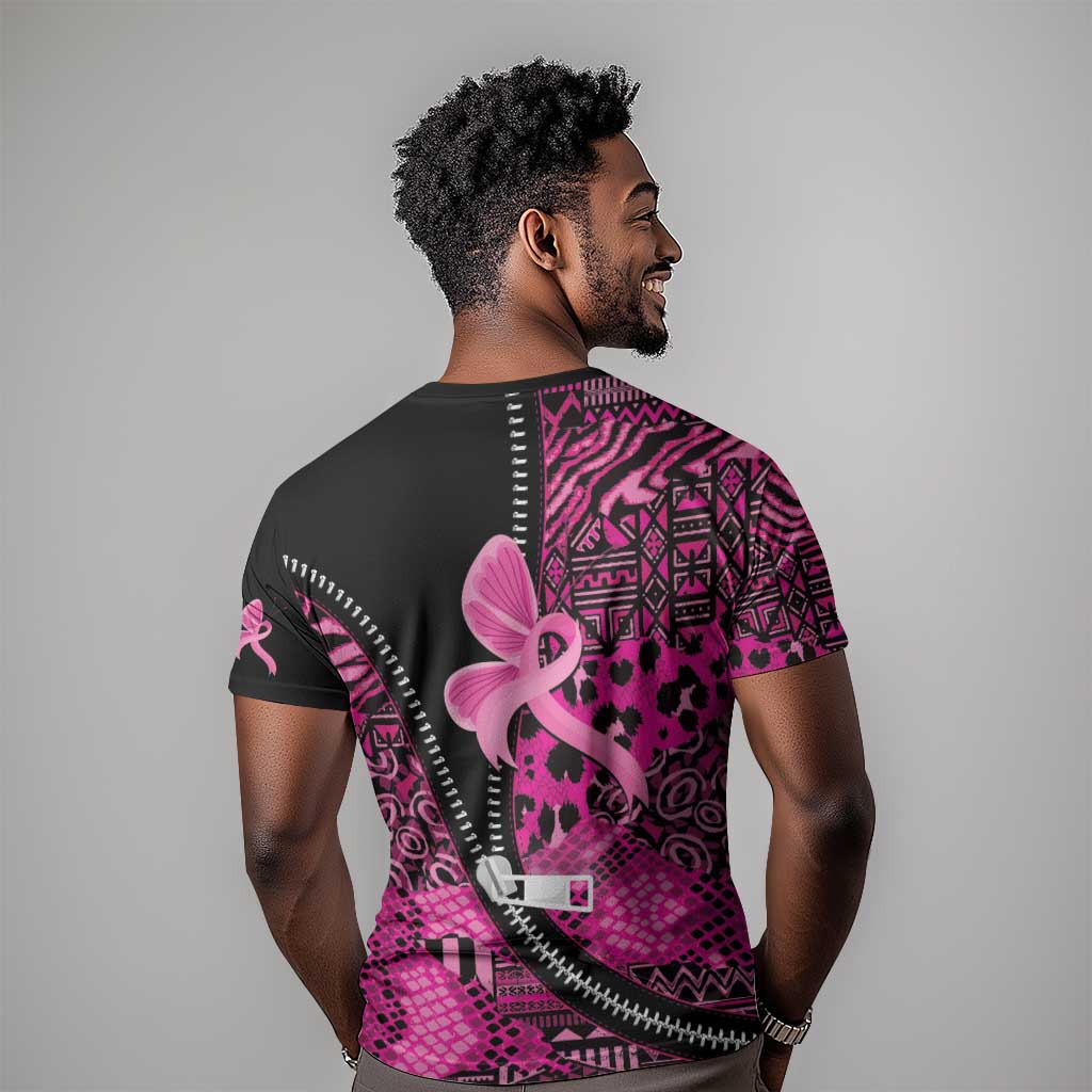 Pink Ribbon Animals Skin African Mixed T shirt Zipper Stylized - African Pride