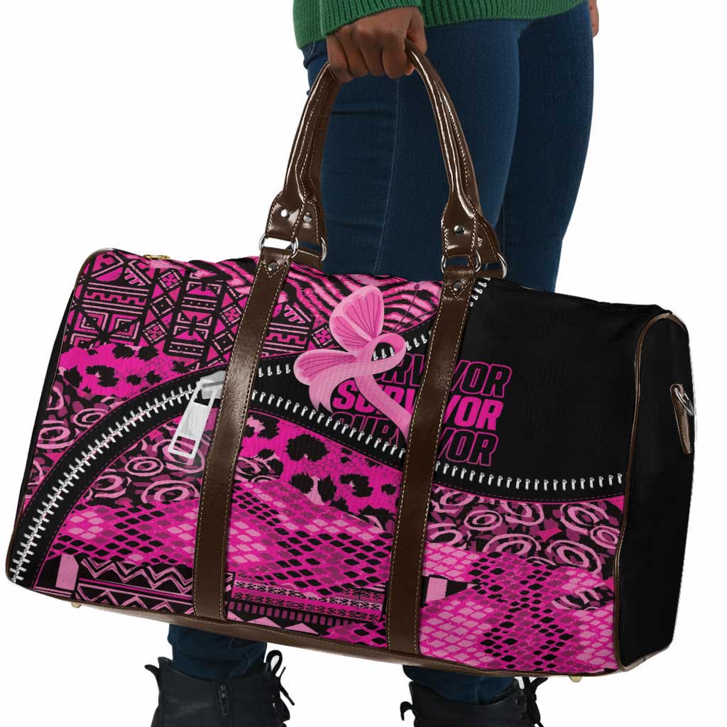 Pink Ribbon Animals Skin African Mixed Travel Bag Zipper Stylized