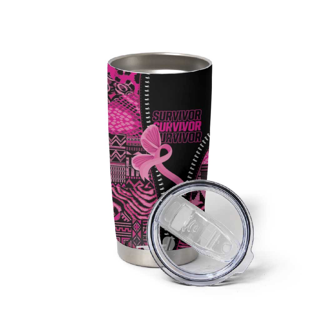 Pink Ribbon Animals Skin African Mixed Tumbler Cup Zipper Stylized - African Pride