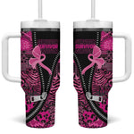Pink Ribbon Animals Skin African Mixed Tumbler With Handle Zipper Stylized - African Pride
