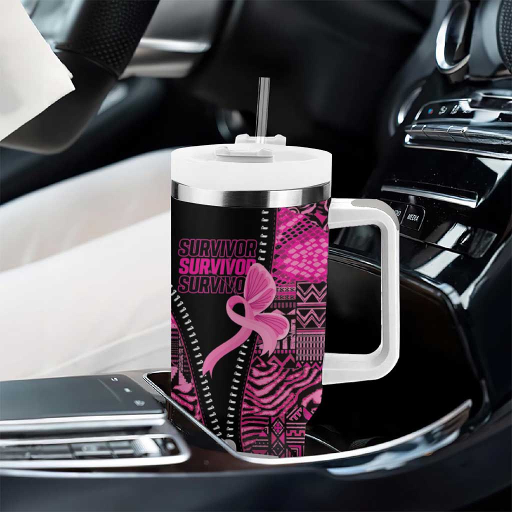 Pink Ribbon Animals Skin African Mixed Tumbler With Handle Zipper Stylized - African Pride