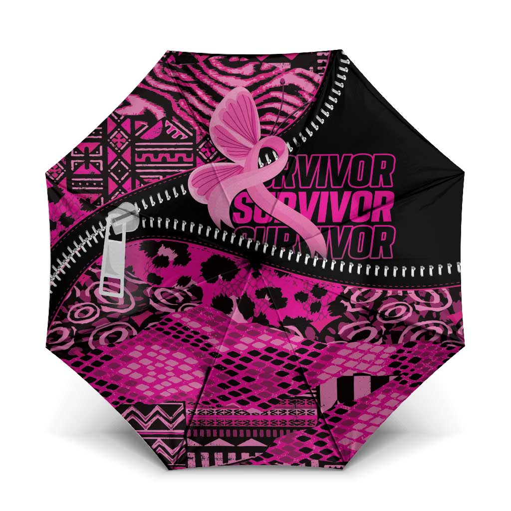 Pink Ribbon Animals Skin African Mixed Umbrella Zipper Stylized