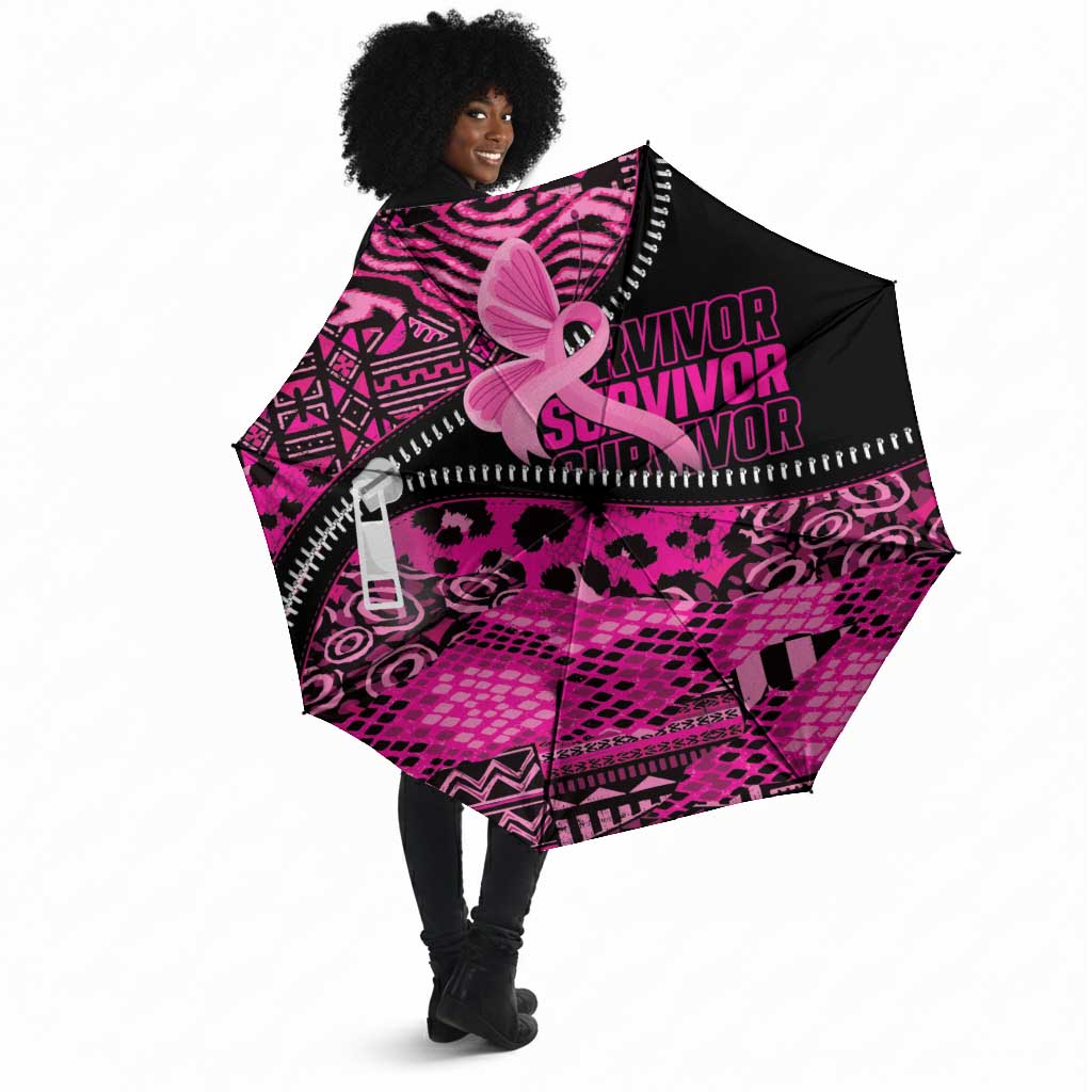 Pink Ribbon Animals Skin African Mixed Umbrella Zipper Stylized