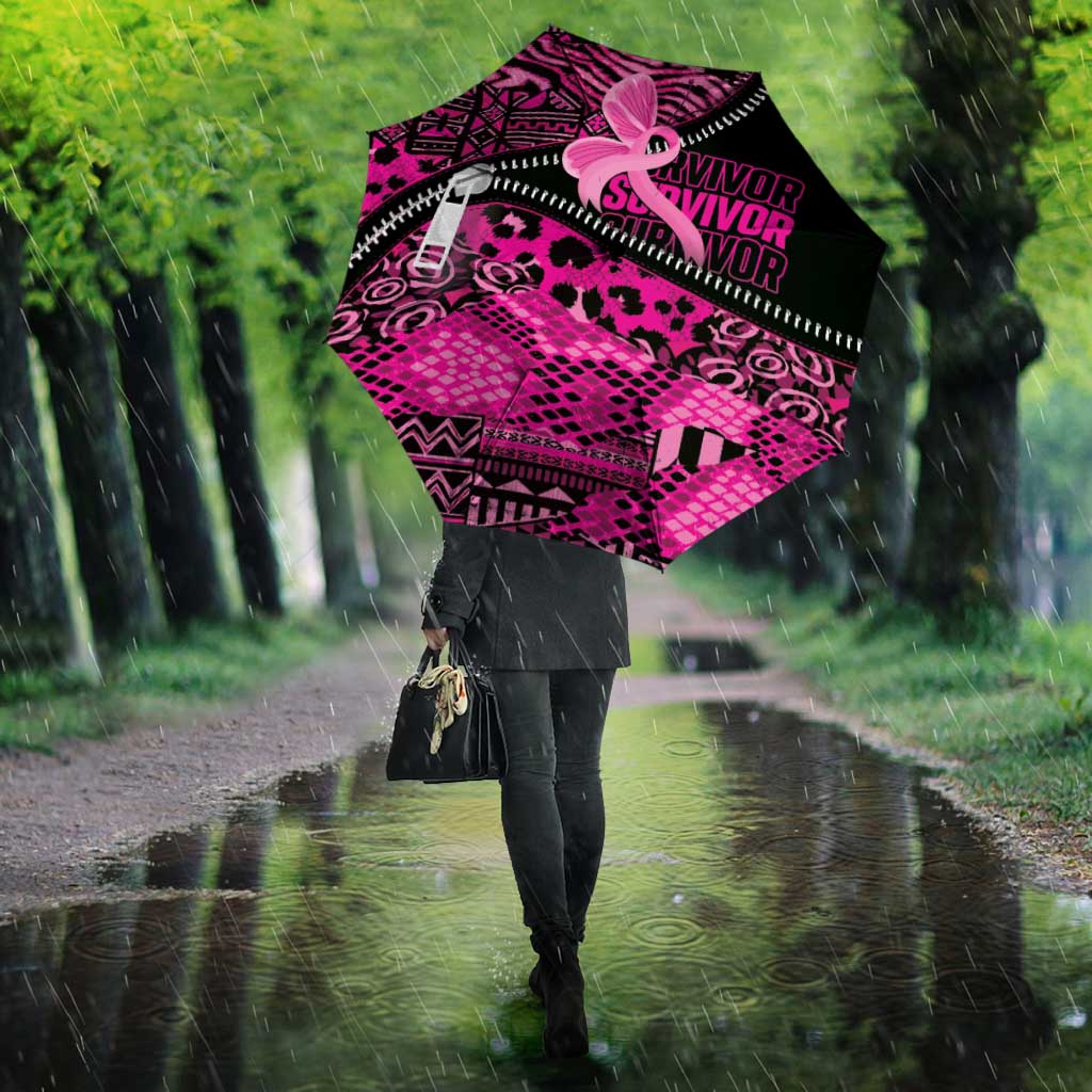 Pink Ribbon Animals Skin African Mixed Umbrella Zipper Stylized