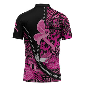 Pink Ribbon Animals Skin African Mixed Zipper Polo Shirt Zipper Stylized
