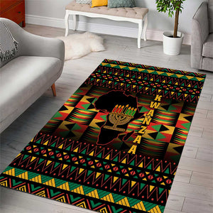 Kwanzaa Festival Area Rug with Kinara Candles and African Pattern