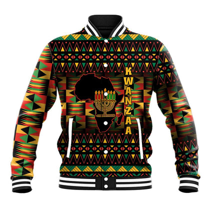 Kwanzaa Festival Baseball Jacket with Kinara Candles and African Pattern LT01