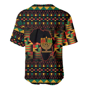 Kwanzaa Festival Baseball Jersey with Kinara Candles and African Pattern