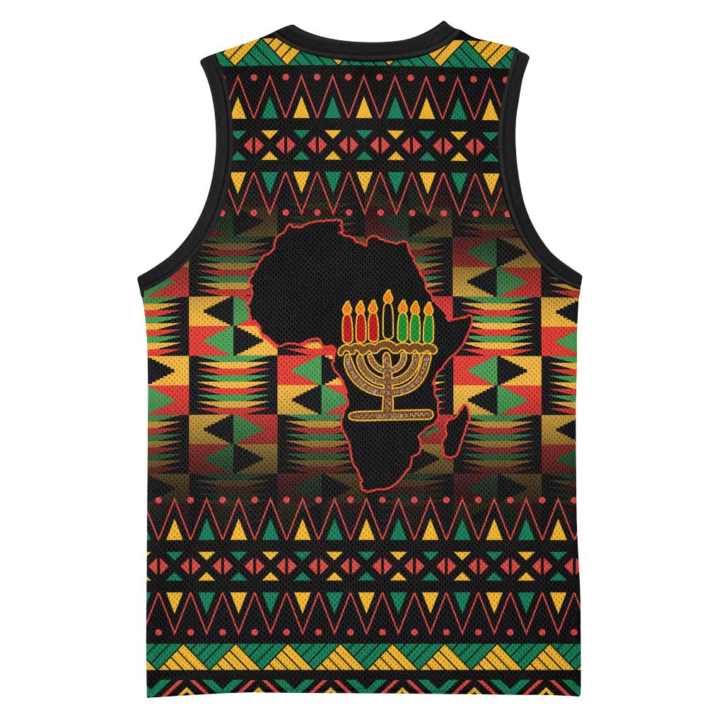 Kwanzaa Festival Basketball Jersey with Kinara Candles and African Pattern LT01