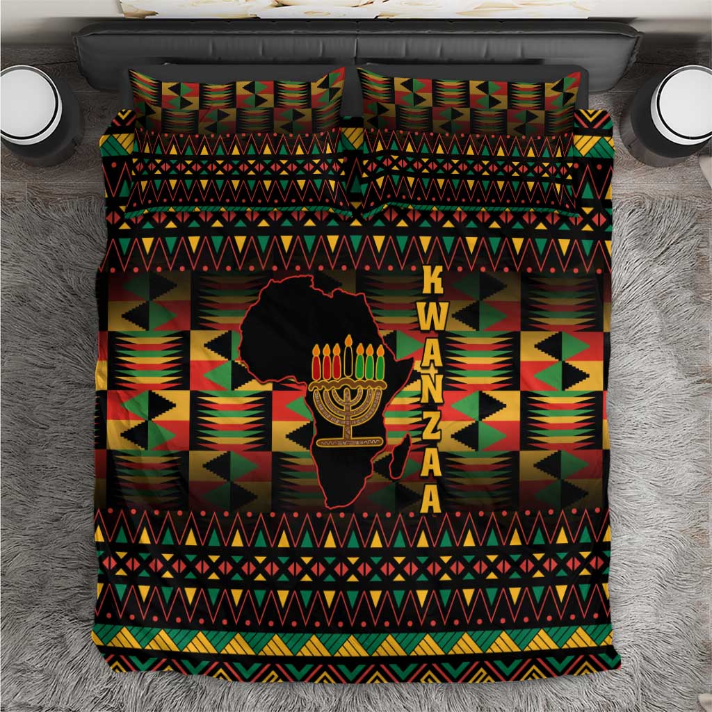 Kwanzaa Festival Bedding Set with Kinara Candles and African Pattern