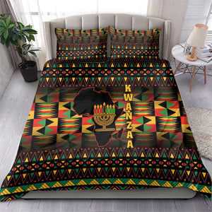 Kwanzaa Festival Bedding Set with Kinara Candles and African Pattern