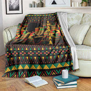 Kwanzaa Festival Blanket with Kinara Candles and African Pattern