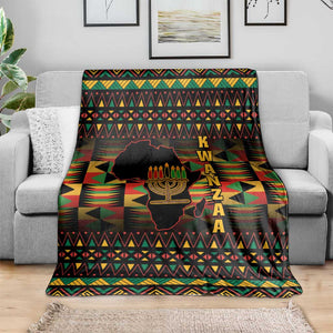 Kwanzaa Festival Blanket with Kinara Candles and African Pattern