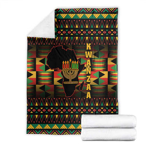 Kwanzaa Festival Blanket with Kinara Candles and African Pattern