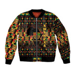 Kwanzaa Festival Bomber Jacket with Kinara Candles and African Pattern