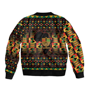 Kwanzaa Festival Bomber Jacket with Kinara Candles and African Pattern