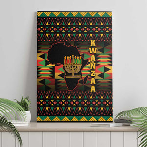 Kwanzaa Festival Canvas Wall Art with Kinara Candles and African Pattern