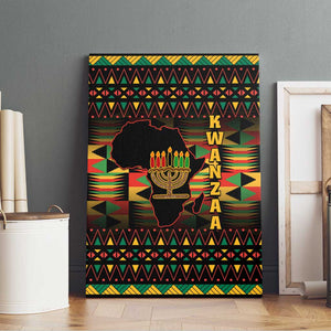 Kwanzaa Festival Canvas Wall Art with Kinara Candles and African Pattern