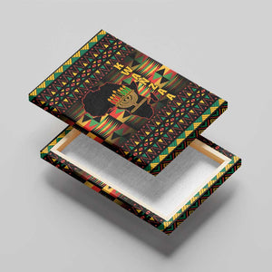 Kwanzaa Festival Canvas Wall Art with Kinara Candles and African Pattern