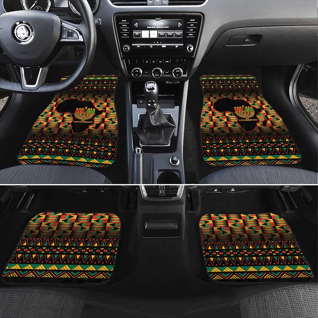 Kwanzaa Festival Car Mats with Kinara Candles and African Pattern