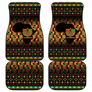 Kwanzaa Festival Car Mats with Kinara Candles and African Pattern