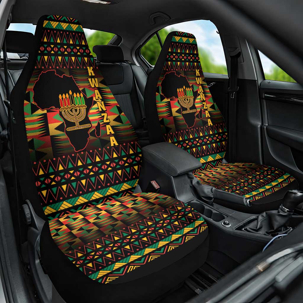 Kwanzaa Festival Car Seat Cover with Kinara Candles and African Pattern