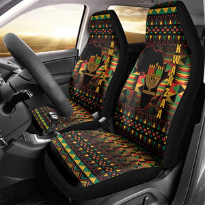 Kwanzaa Festival Car Seat Cover with Kinara Candles and African Pattern