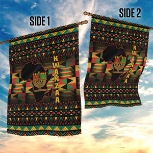 Kwanzaa Festival Garden Flag with Kinara Candles and African Pattern